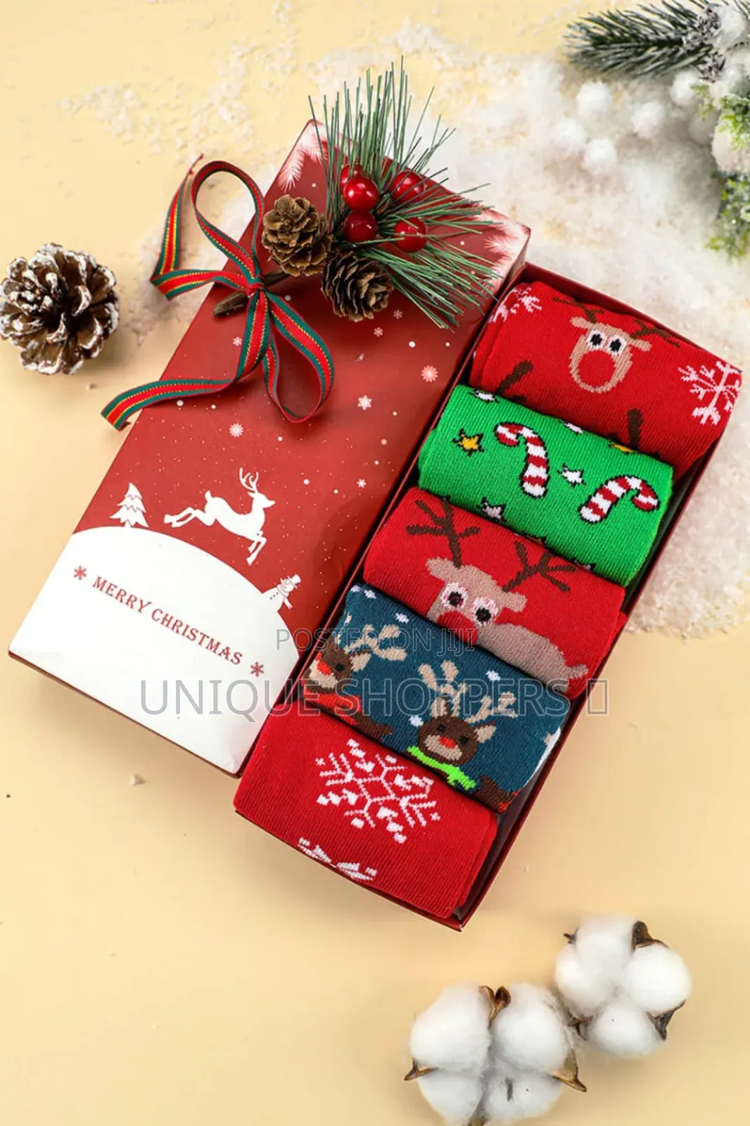5 PCS Gift Pack Set Christmas Themed Woolen Socks Mid-Tube Socks*
