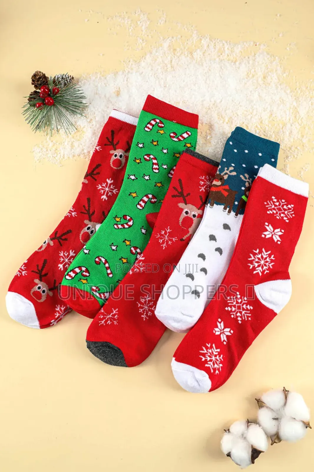 5 PCS Gift Pack Set Christmas Themed Woolen Socks Mid-Tube Socks*