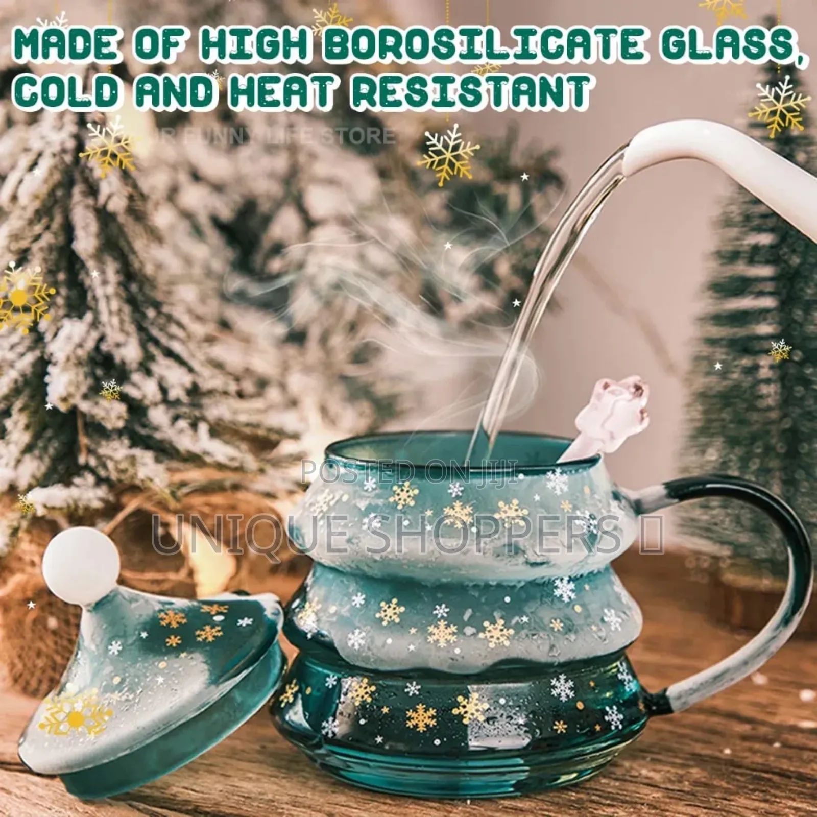 Cute Luxurious Ceramic Santa Claus Christmas Themed Cup Set + Gift Box