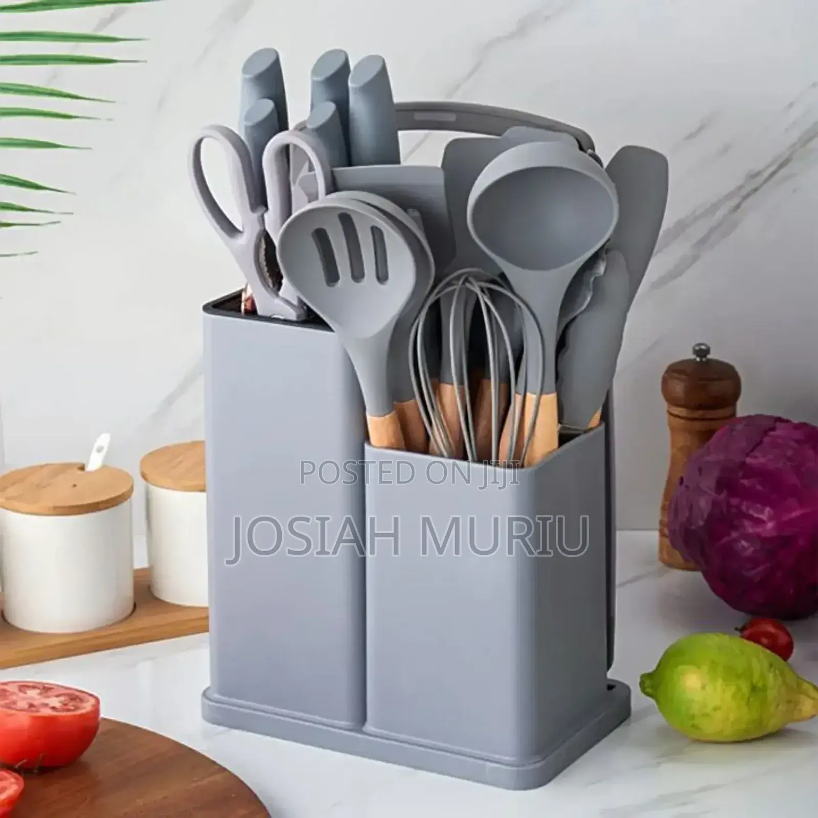 Grey Silicone 18 Pieces Kitchen Utensils Set-