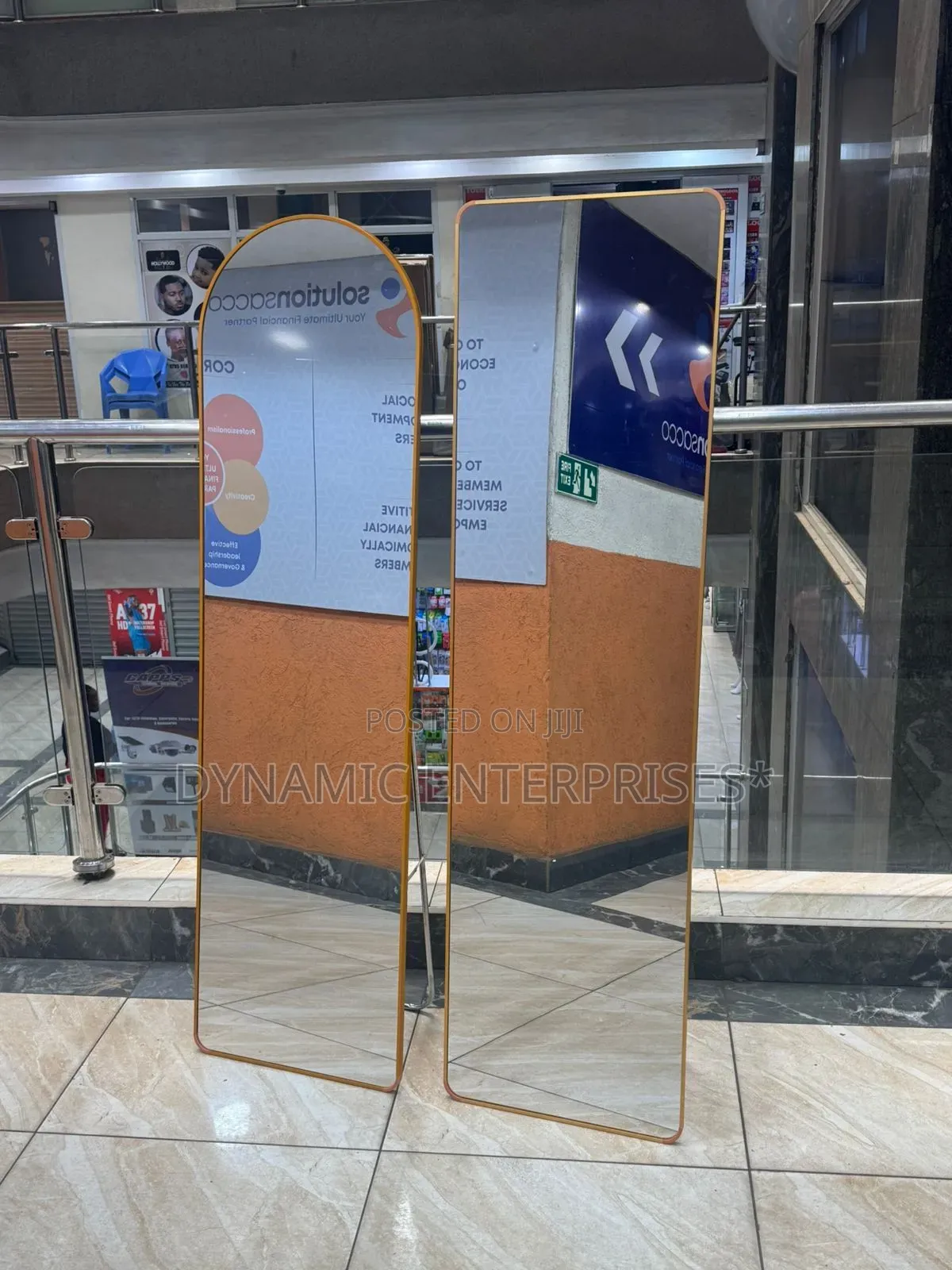 36cm Two Full-Length Standing Gold Mirrors