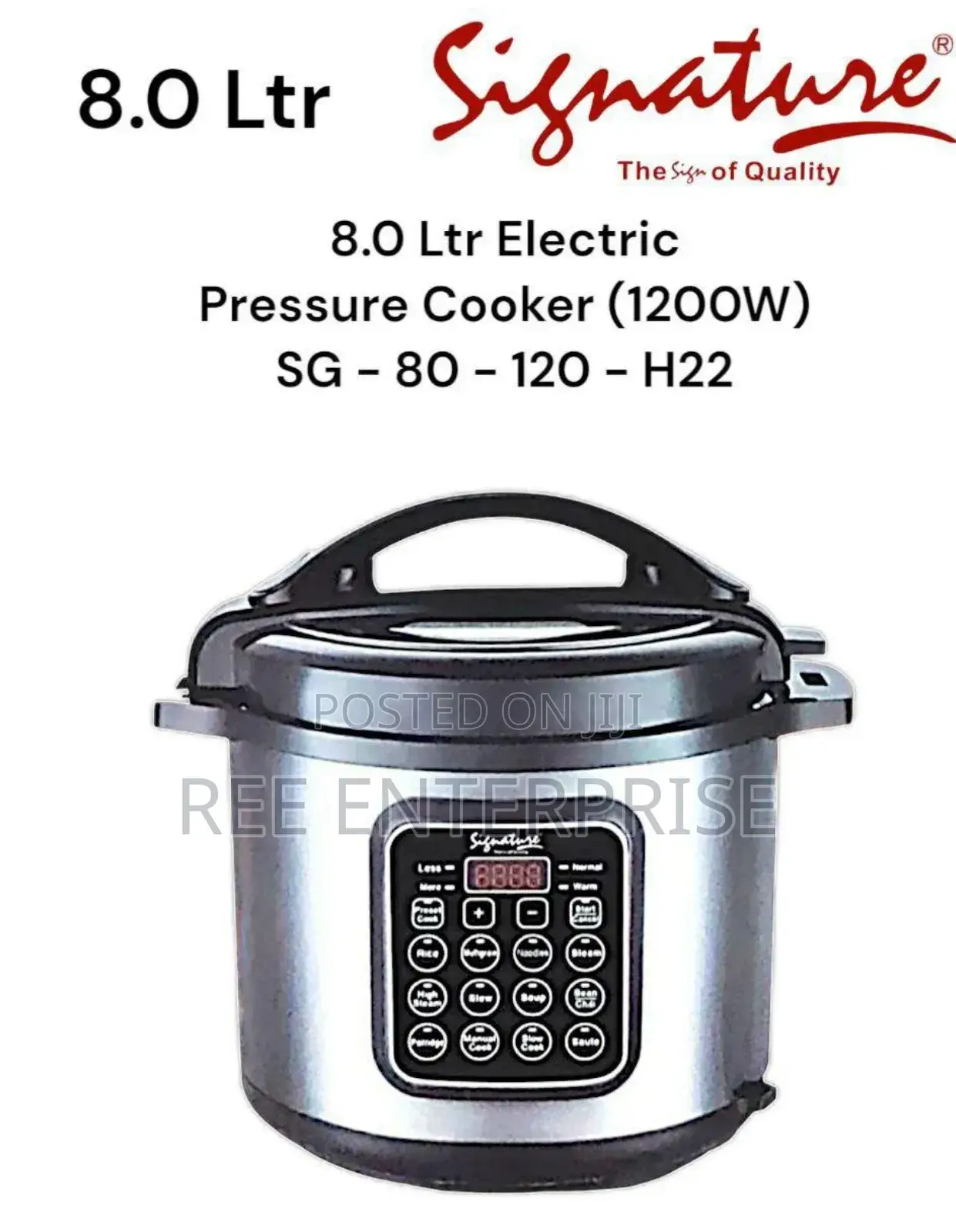 12000 Wats 8 Litres Signature *Electric* Pressure Cooker