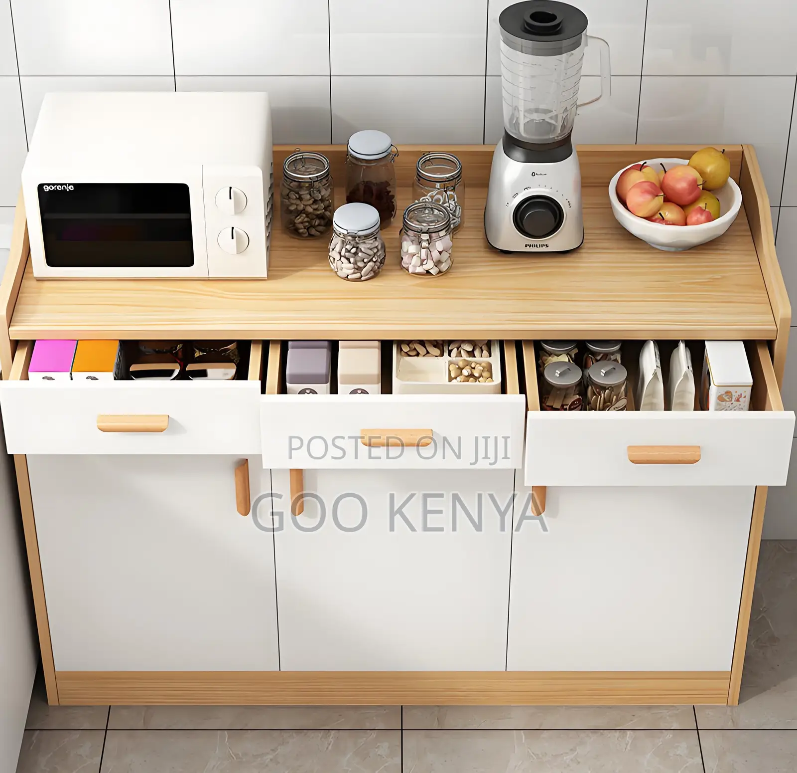 Home Kitchen Cabinet; Chic Wood Board Side Kitchencabinet for Home