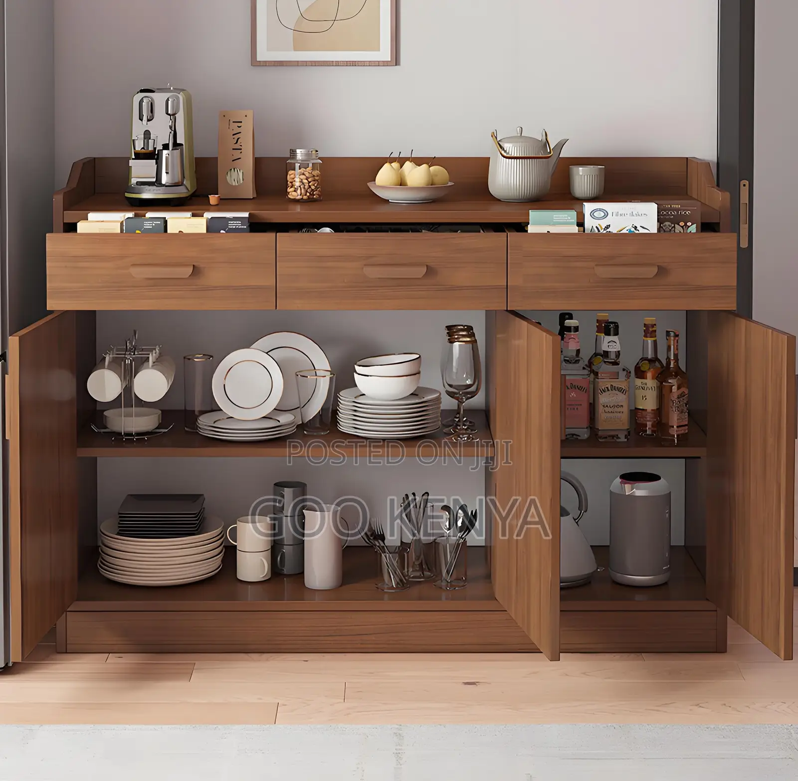 Home Kitchen Cabinet; Chic Wood Board Side Kitchencabinet for Home
