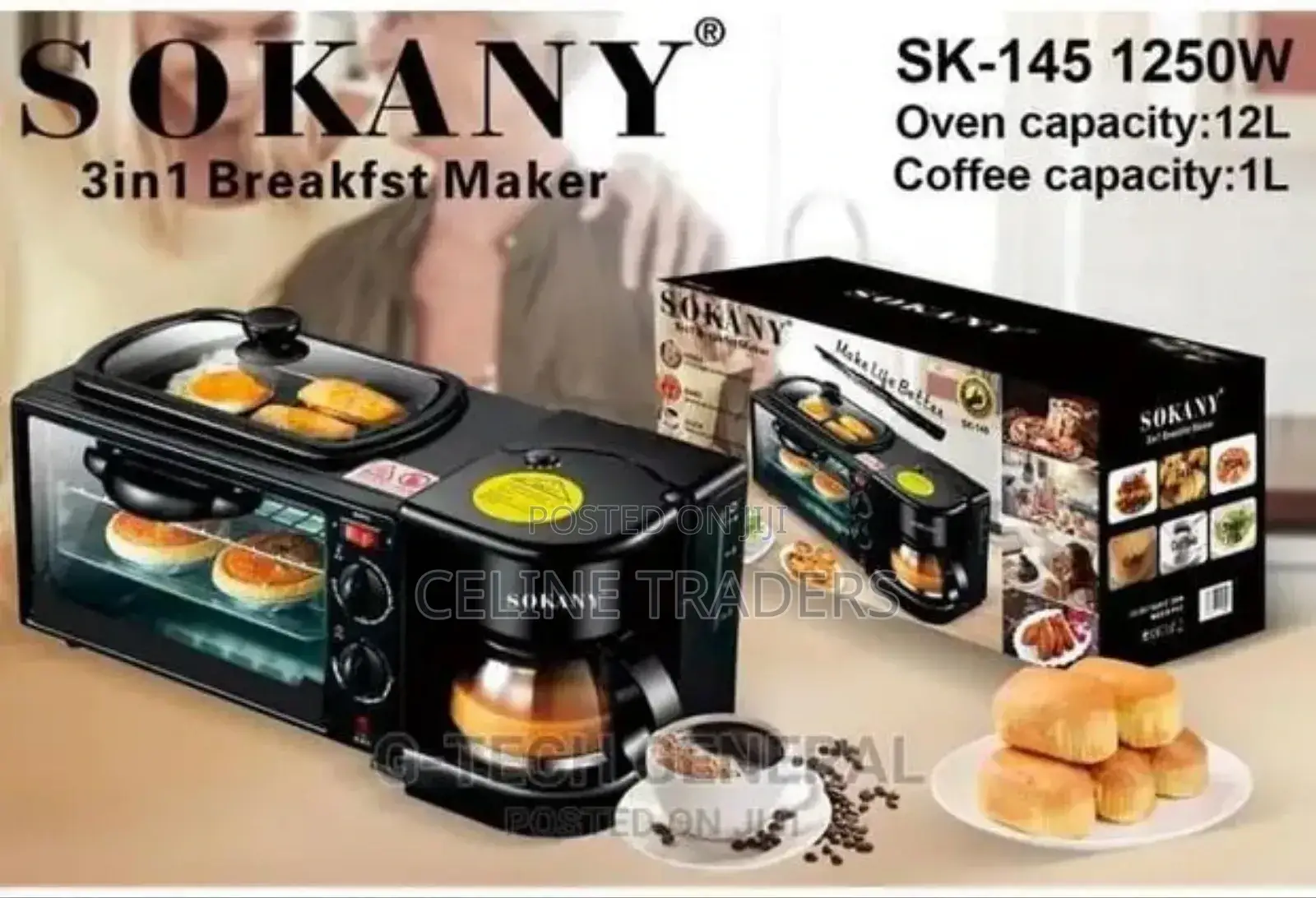 *Sokany 3in1 Breakfast Maker* Oven, Coffee Maker,Grill
