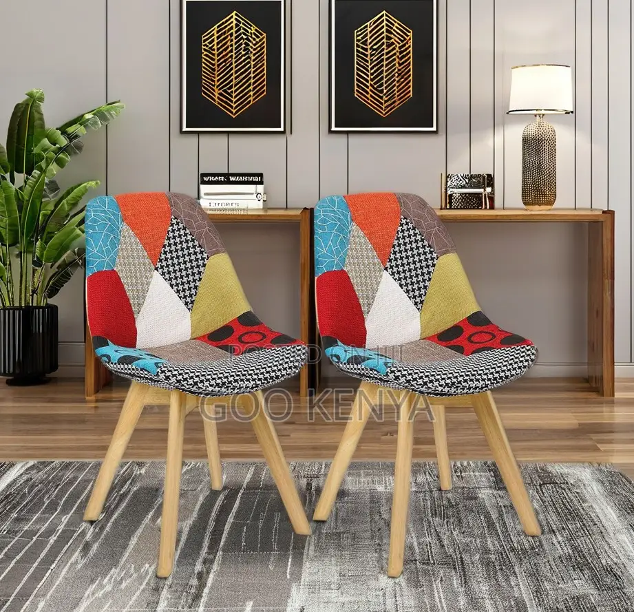 Home Chair; Ergonomic Plastic Fabric Seat Chair With Sturdy Beech Legs