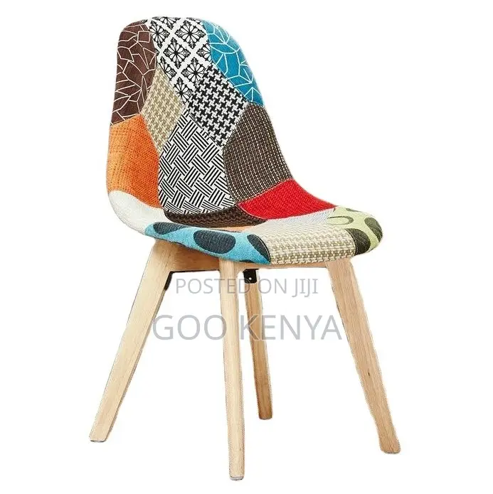 Home Chair; Ergonomic Plastic Fabric Seat Chair With Sturdy Beech Legs