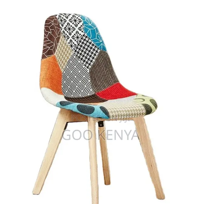 Home Chair; Ergonomic Plastic Fabric Seat Chair With Sturdy Beech Legs