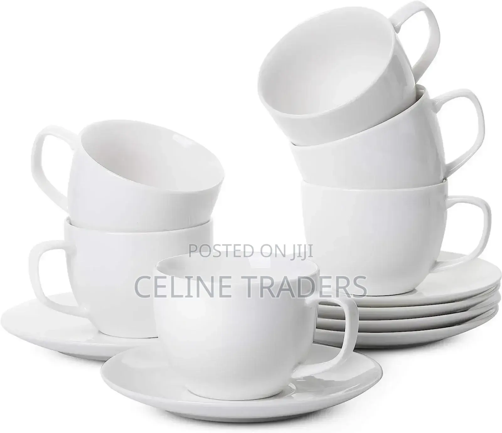 Set of 6 Luminarc Tempered Glass Cups With Saucers