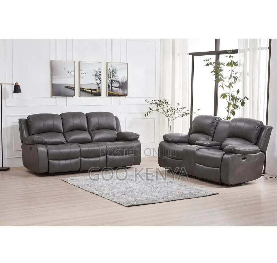 Home Sofa; 5-Seater Home Living Room Leather Recliner Set in White