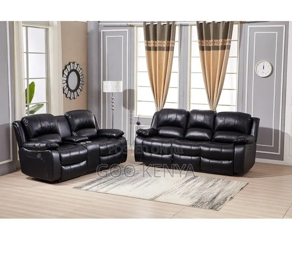 Home Sofa; 5-Seater Home Living Room Leather Recliner Set in White