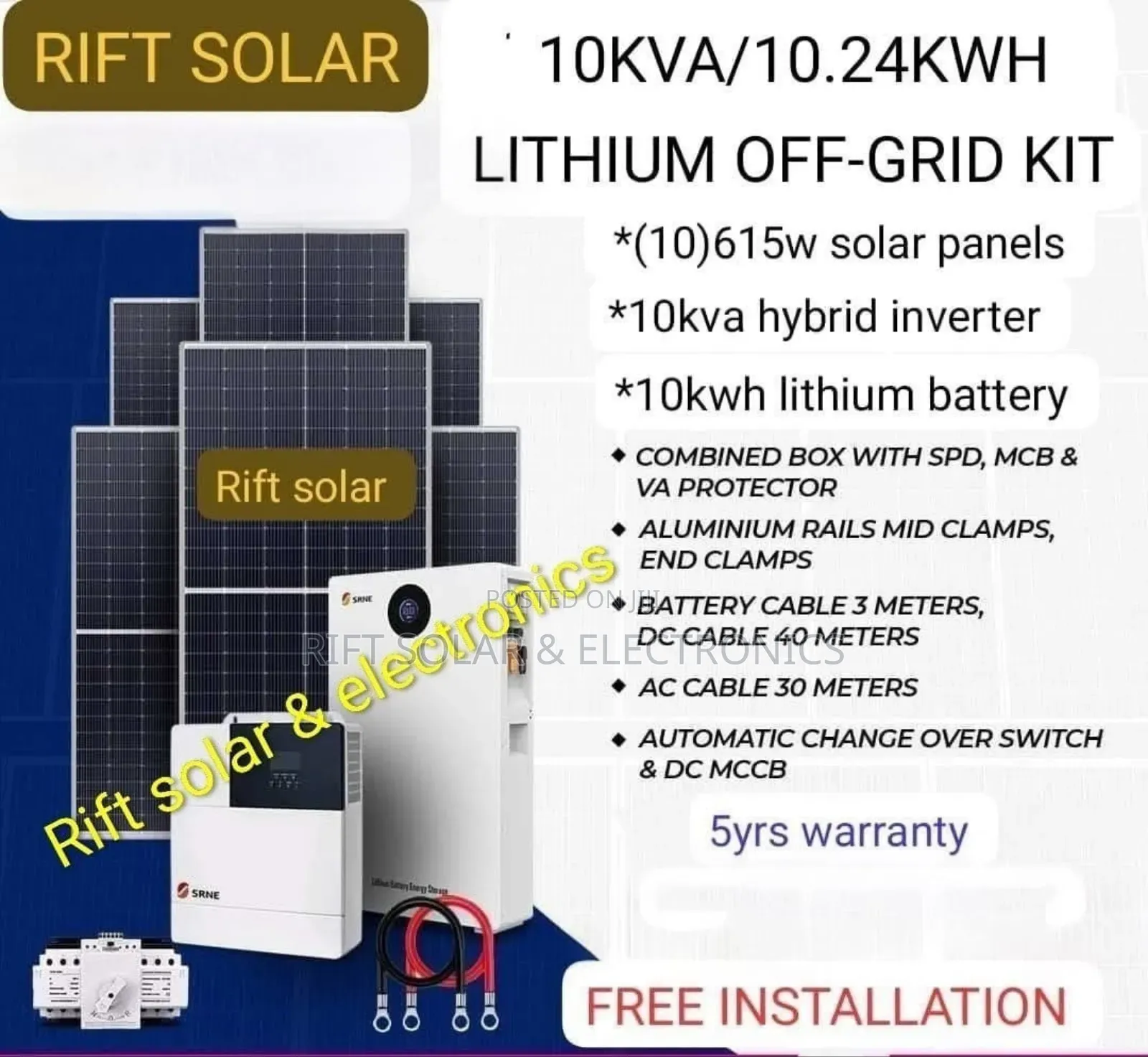 Srne 10kva Hybrid Inverter - 10kwh Lithium Battery Off-Grid Package