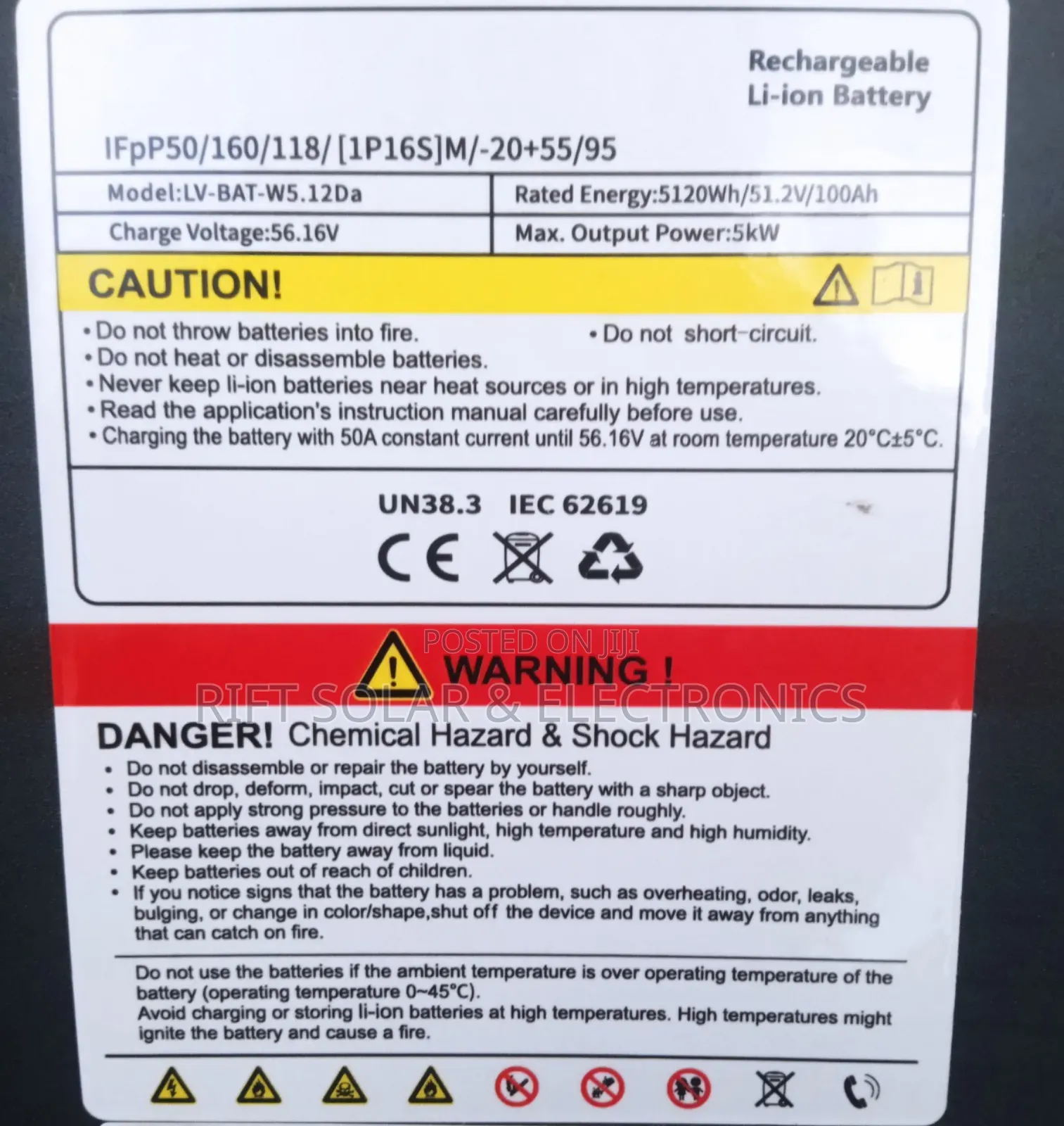 Snadi 5.12kw - 51.2v 100a Lithium Ion Lifepo4 Solar Battery 6000 Cycle