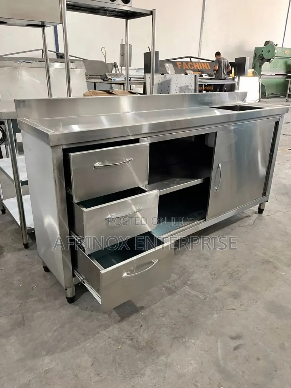 Stainless Steel Kitchen Cabinet With Drawers and Doors