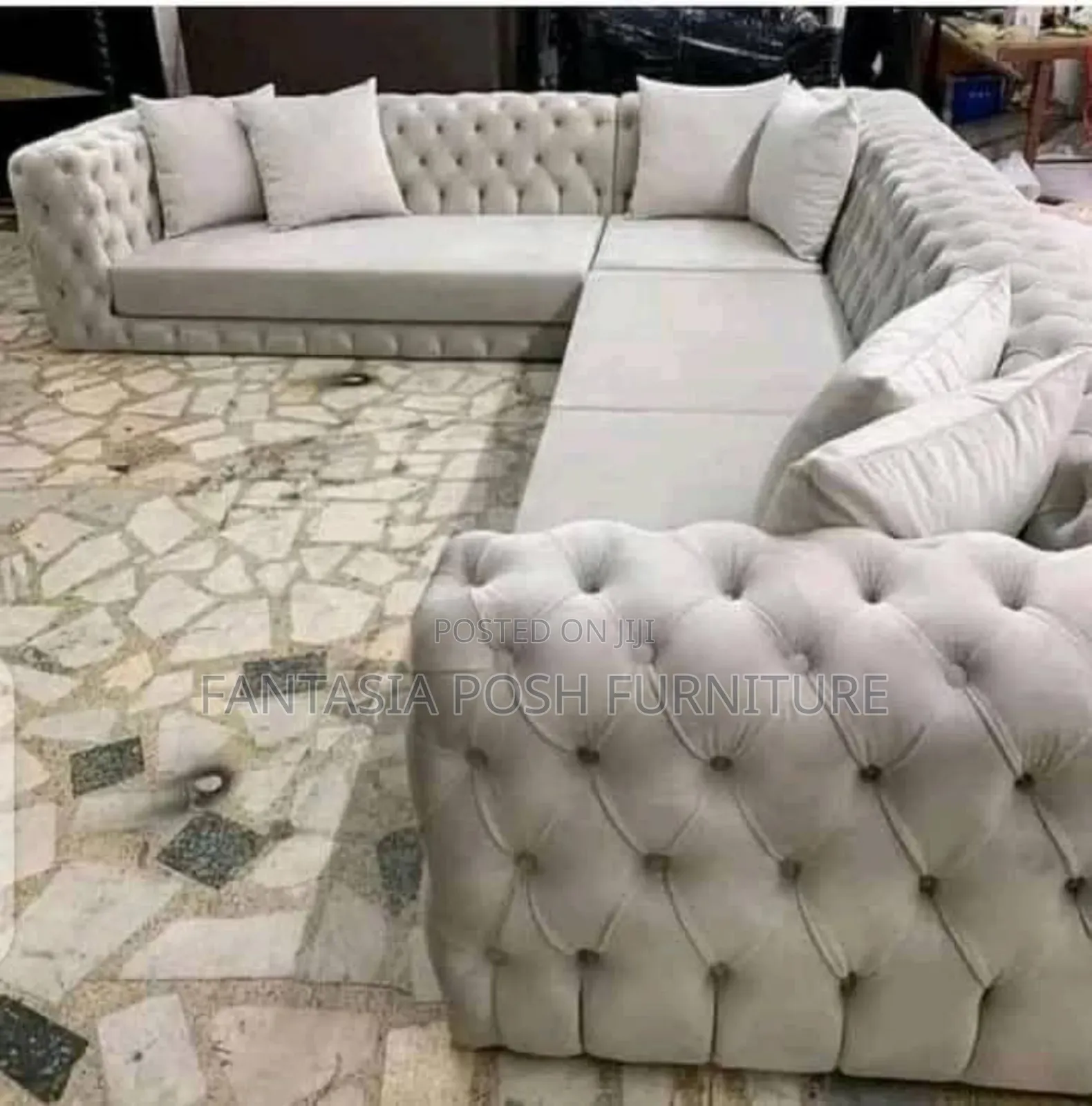 7 Seater Luxury Tufted L-Shaped Sofa - Free Delivery