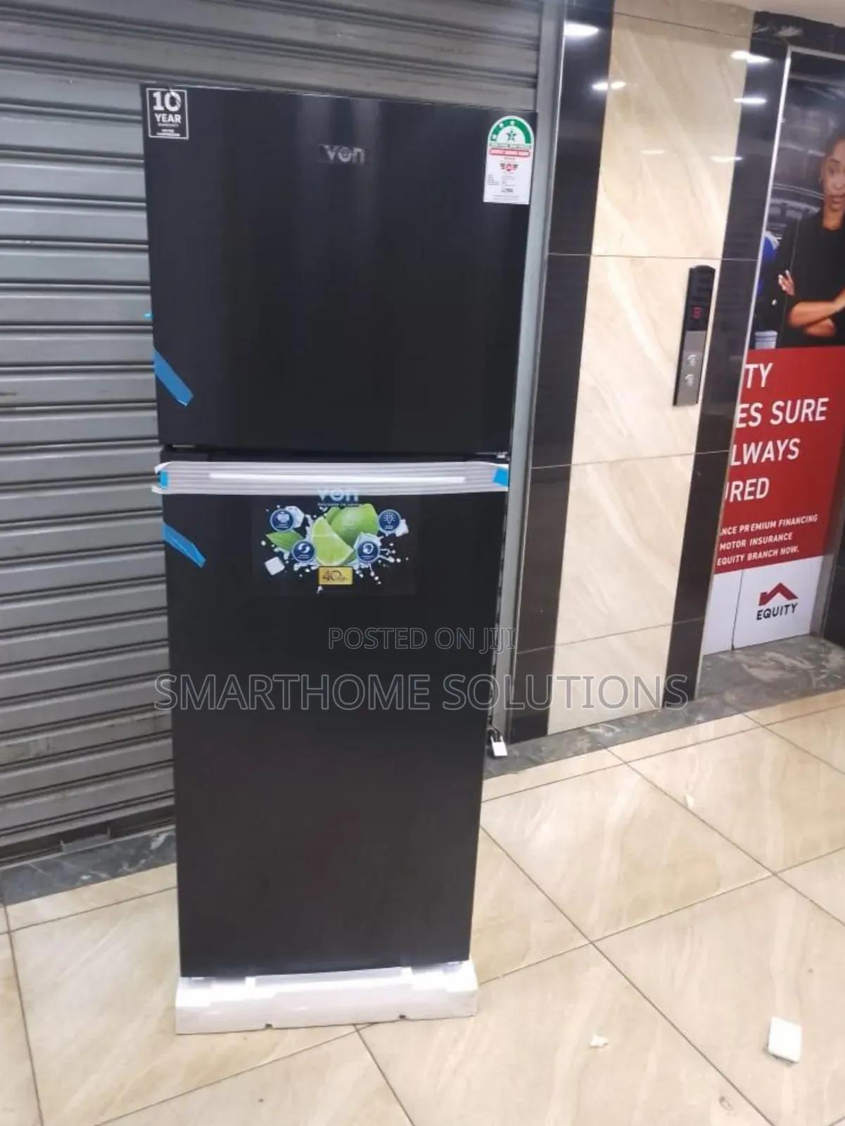 Von Hotpoint 334l No Frost Double Door Refrigerator -black