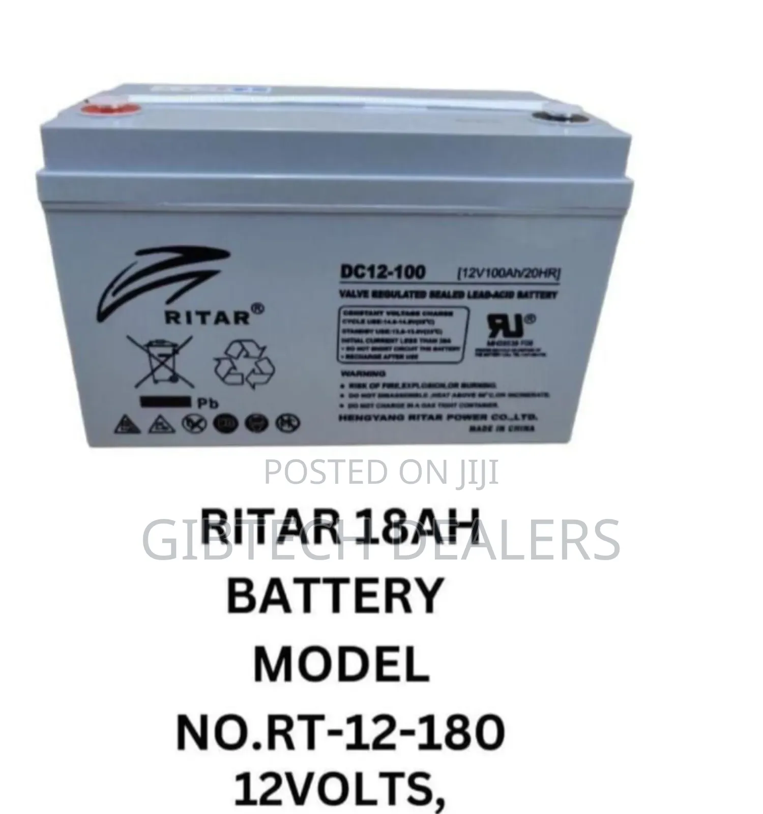 Ritar 18ah Battery 18ah/20hr