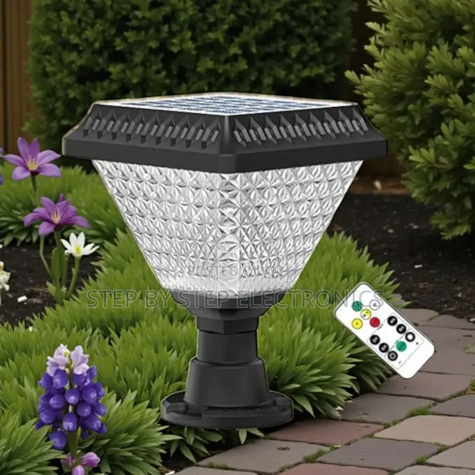 Dusk to Dawn Solar Garden Pillar Gate Light RGB Led Outdoor Decoration
