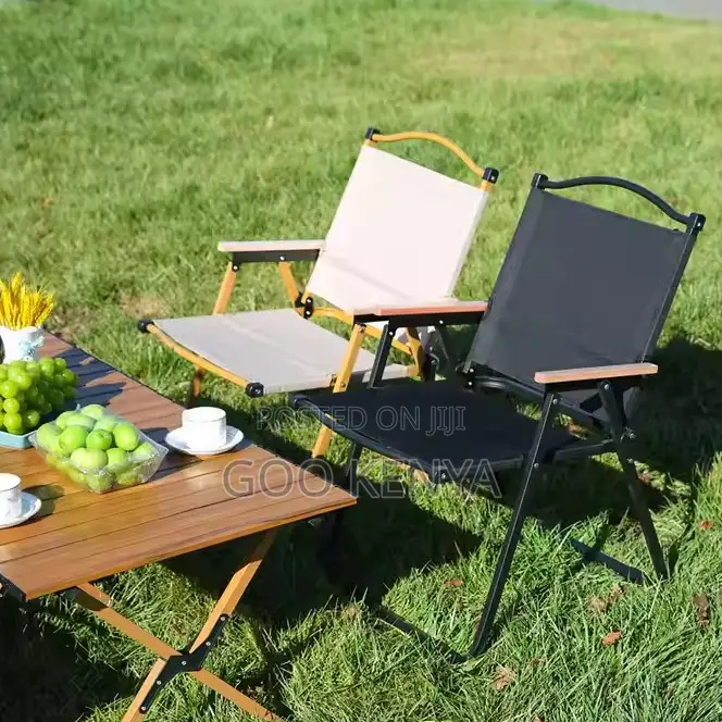 Home Chair; Portable Wood-Grain Metal Picnic Outdoor Chair