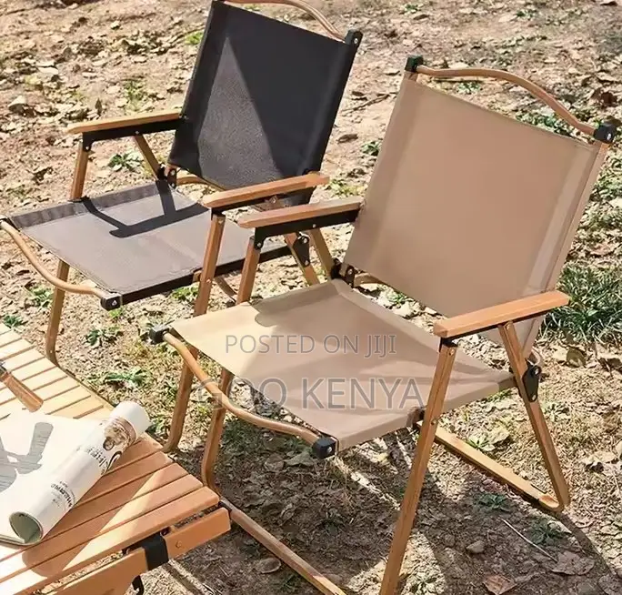 Home Chair; Portable Wood-Grain Metal Picnic Outdoor Chair