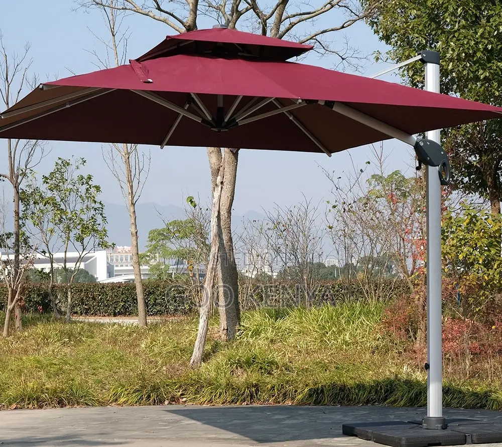 Home Sun Umbrella; Heavy-Duty Adjustable Outdoor Parasol With Stand