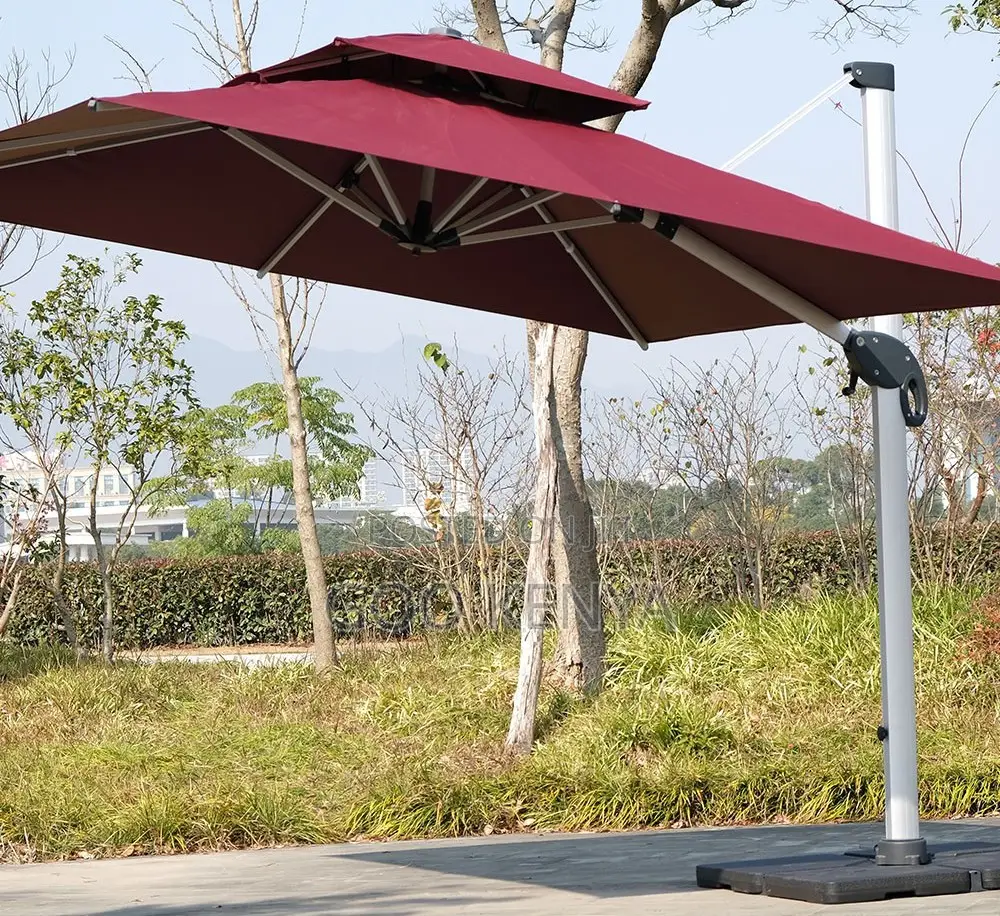 Home Sun Umbrella; Heavy-Duty Adjustable Outdoor Parasol With Stand