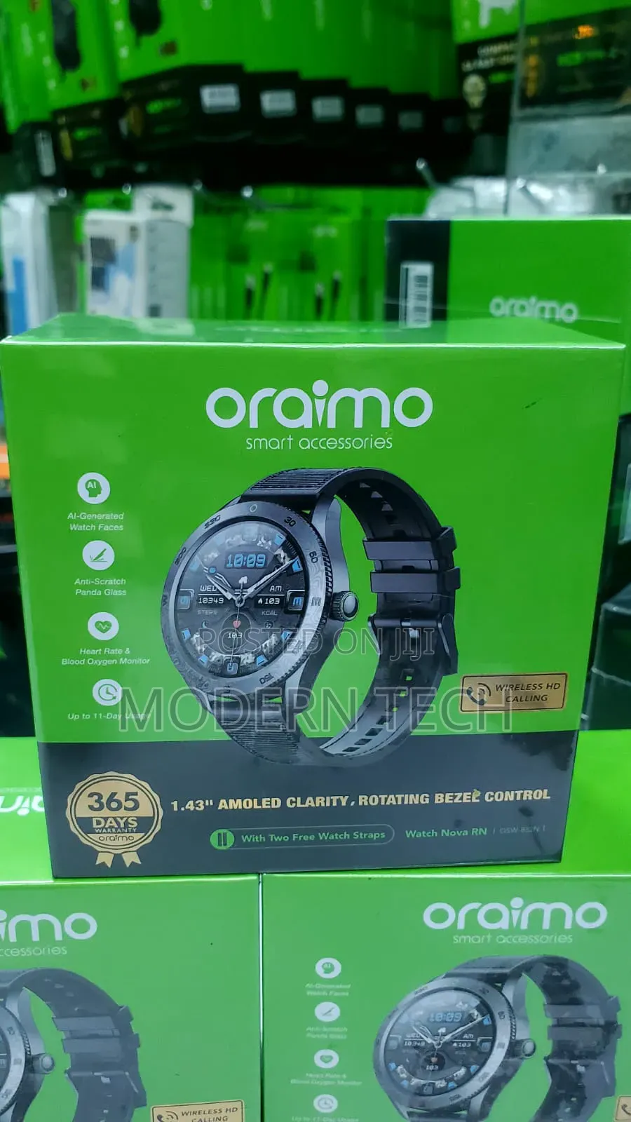 Oraimo Watch Nova Rn 1.43'' Amoled Rotating Bezel Control Smart Watch.