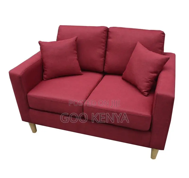 Home Sofa; 2-Seater Wooden-Leg Fabric Love-Seat Home Sofa