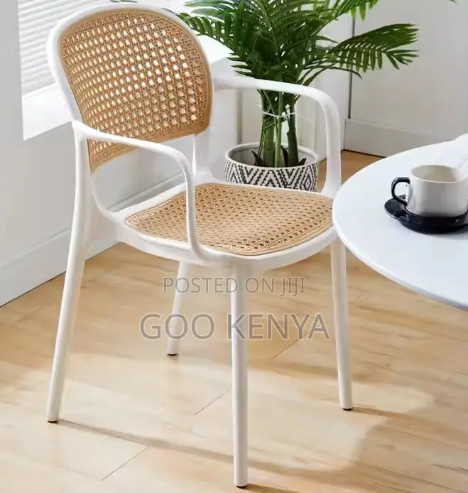 Home Chair; Rattan-Style Outdoor Heavy-Duty Plastic Dining Chair