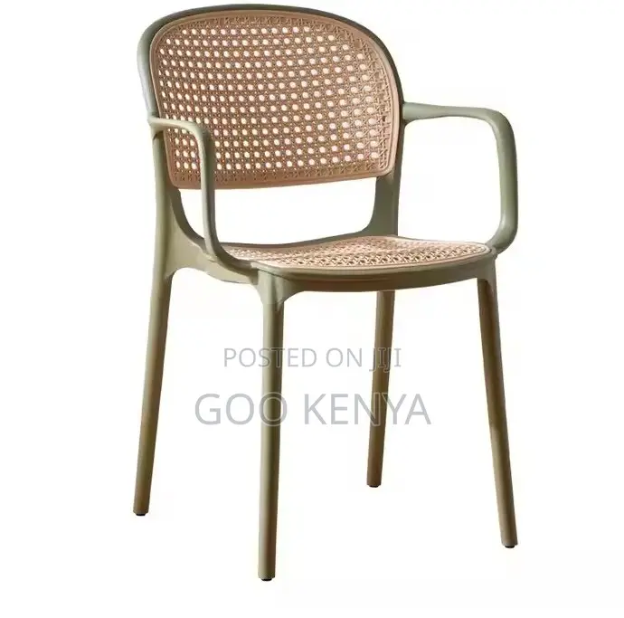 Home Chair; Rattan-Style Outdoor Heavy-Duty Plastic Dining Chair