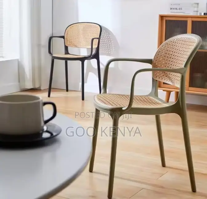 Home Chair; Rattan-Style Outdoor Heavy-Duty Plastic Dining Chair