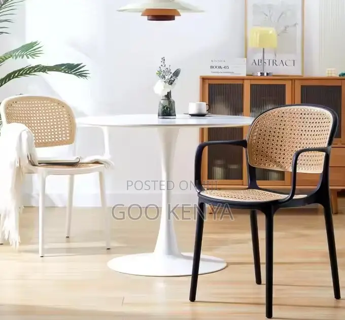 Home Chair; Rattan-Style Outdoor Heavy-Duty Plastic Dining Chair