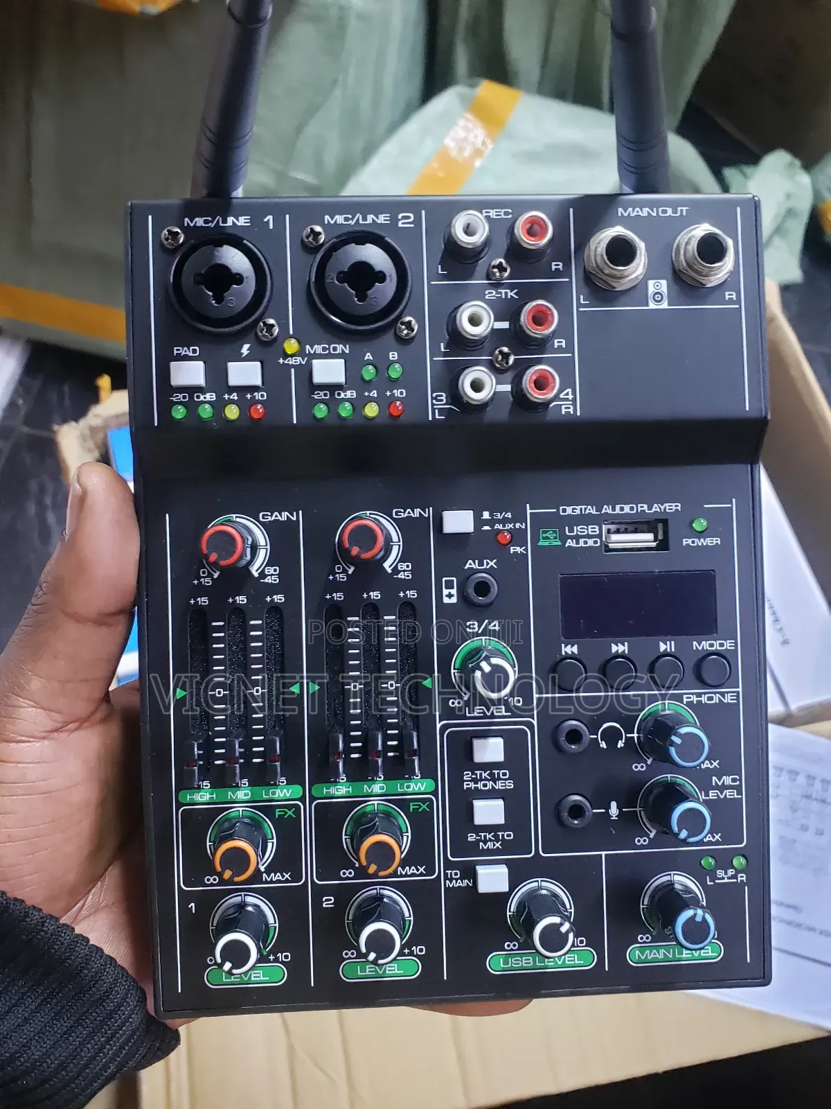 Professional Wireless Mixer, Mp3 Player With 2 Microphone