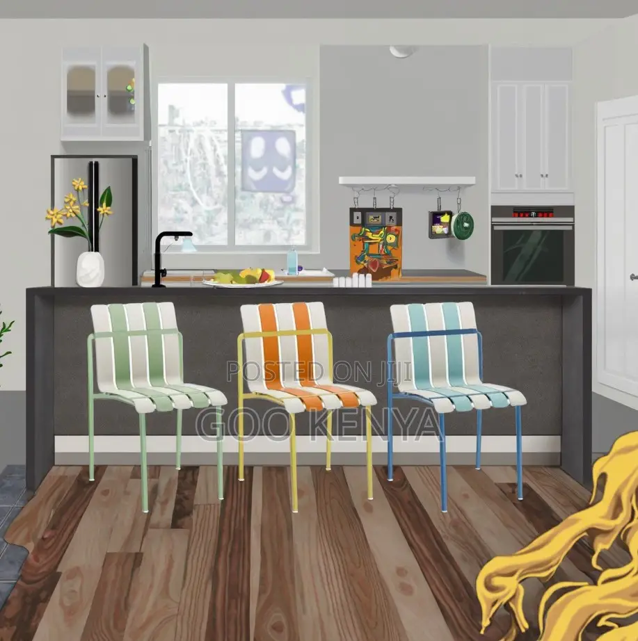 Home Chair; Metal-Style Plastic Chair for Kitchen Living Room