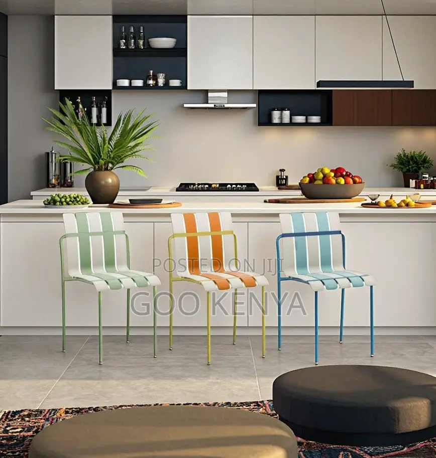 Home Chair; Metal-Style Plastic Chair for Kitchen Living Room