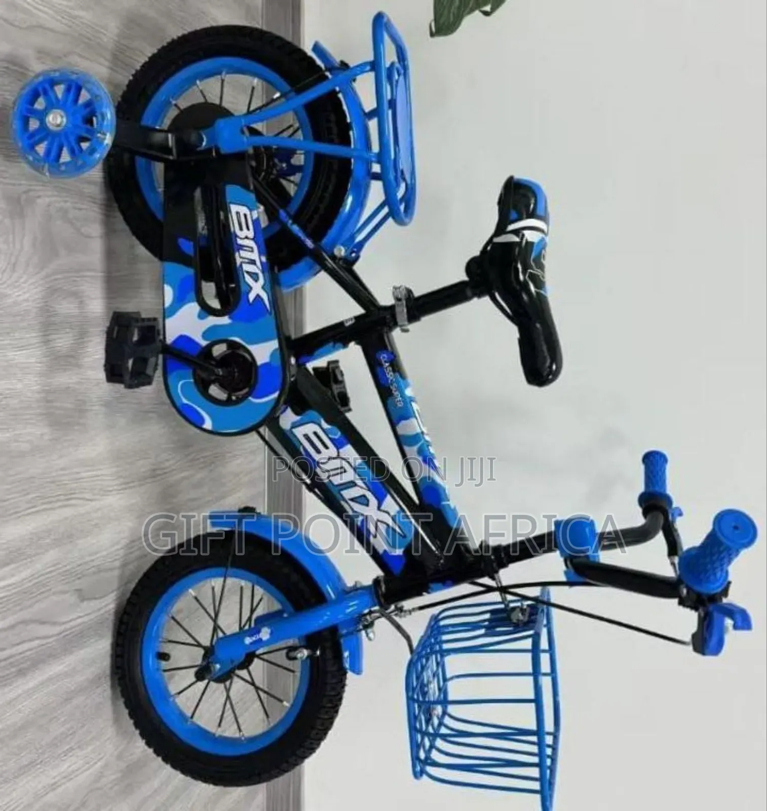 Bmx Size 12 Bike With Adjustable Seat, Training Wheels Bell And Basket