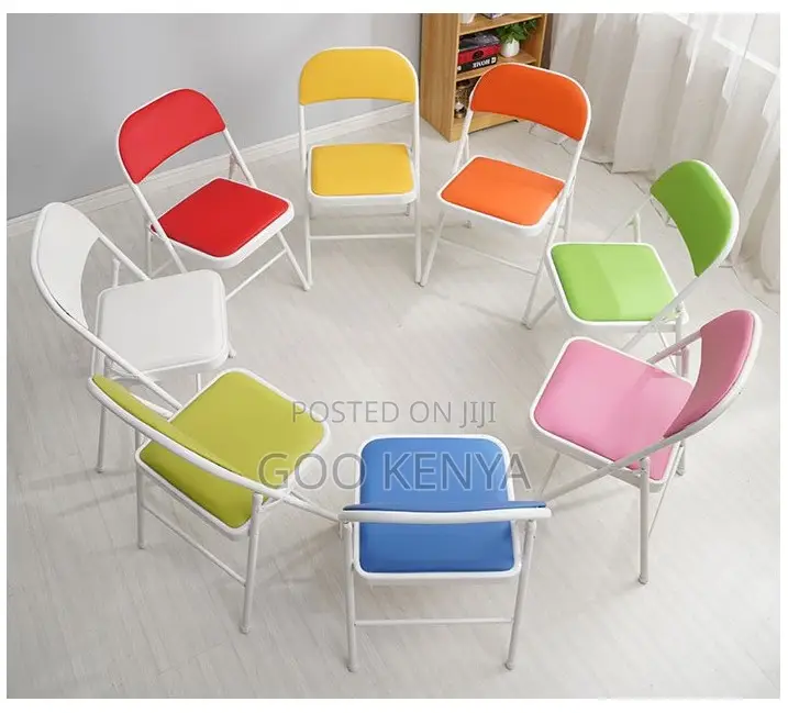 Home Chair; Modern Leather Folding Dining Chair - Durable Metal Frame