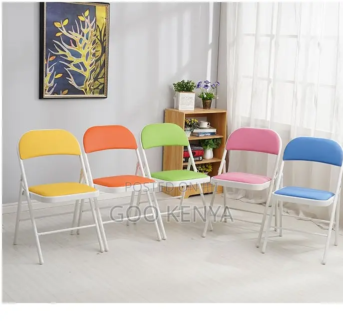 Home Chair; Modern Leather Folding Dining Chair - Durable Metal Frame