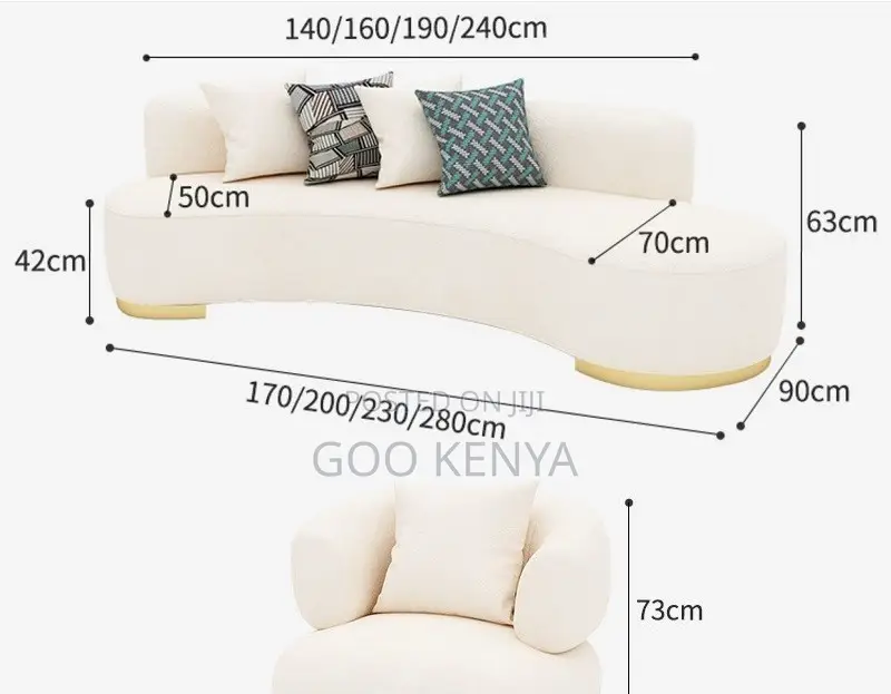 Home Sofa; Curved Fabric Sofa Space-Saving Design for Small Apartments