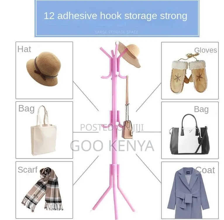 Home Coat Hanger; Floor Standing Laundry and Storage Rack for Home