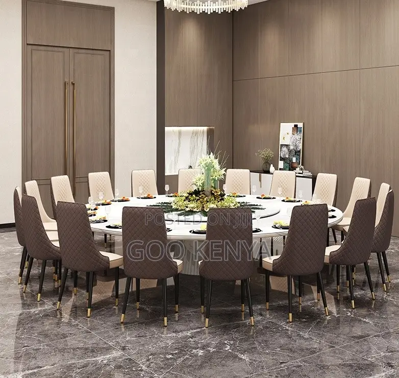 Home Chair; Nordic Dining Chair With Leather Upholstery and Metal Legs