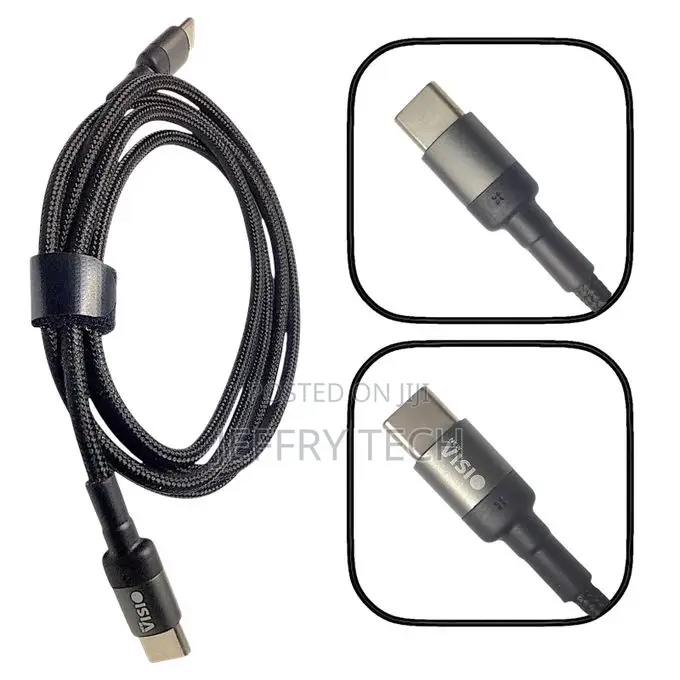 New Visio Usb Type-C to Type-C Nylon Cable, 100w, 1 M.