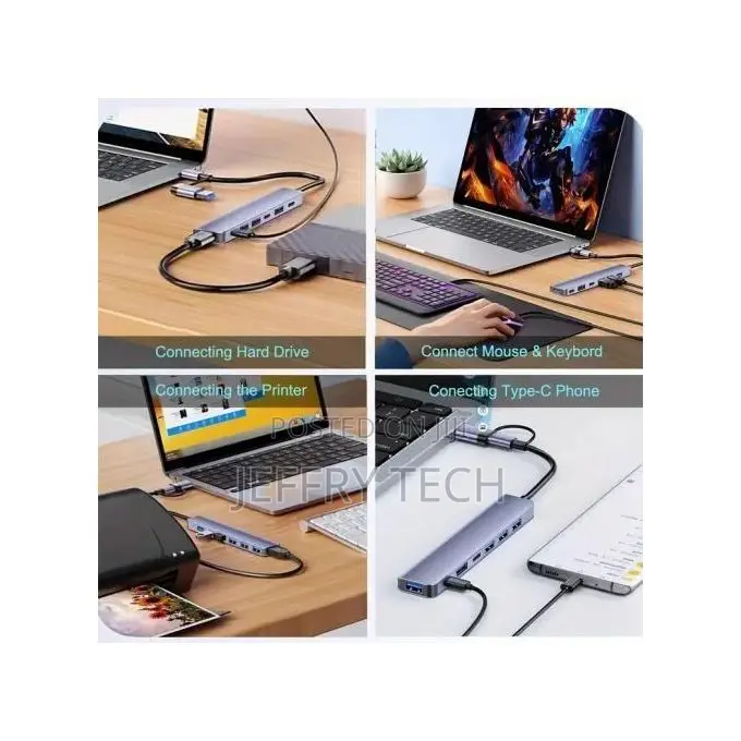 7-in-1 Usb 3.0 Data Transfer Adapter, Multiport Extension With Type-C