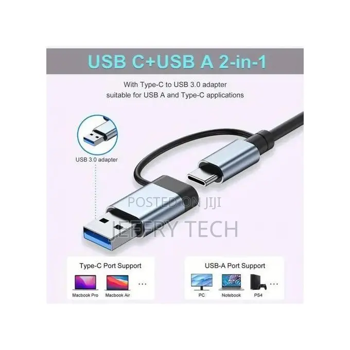 7-in-1 Usb 3.0 Data Transfer Adapter, Multiport Extension With Type-C
