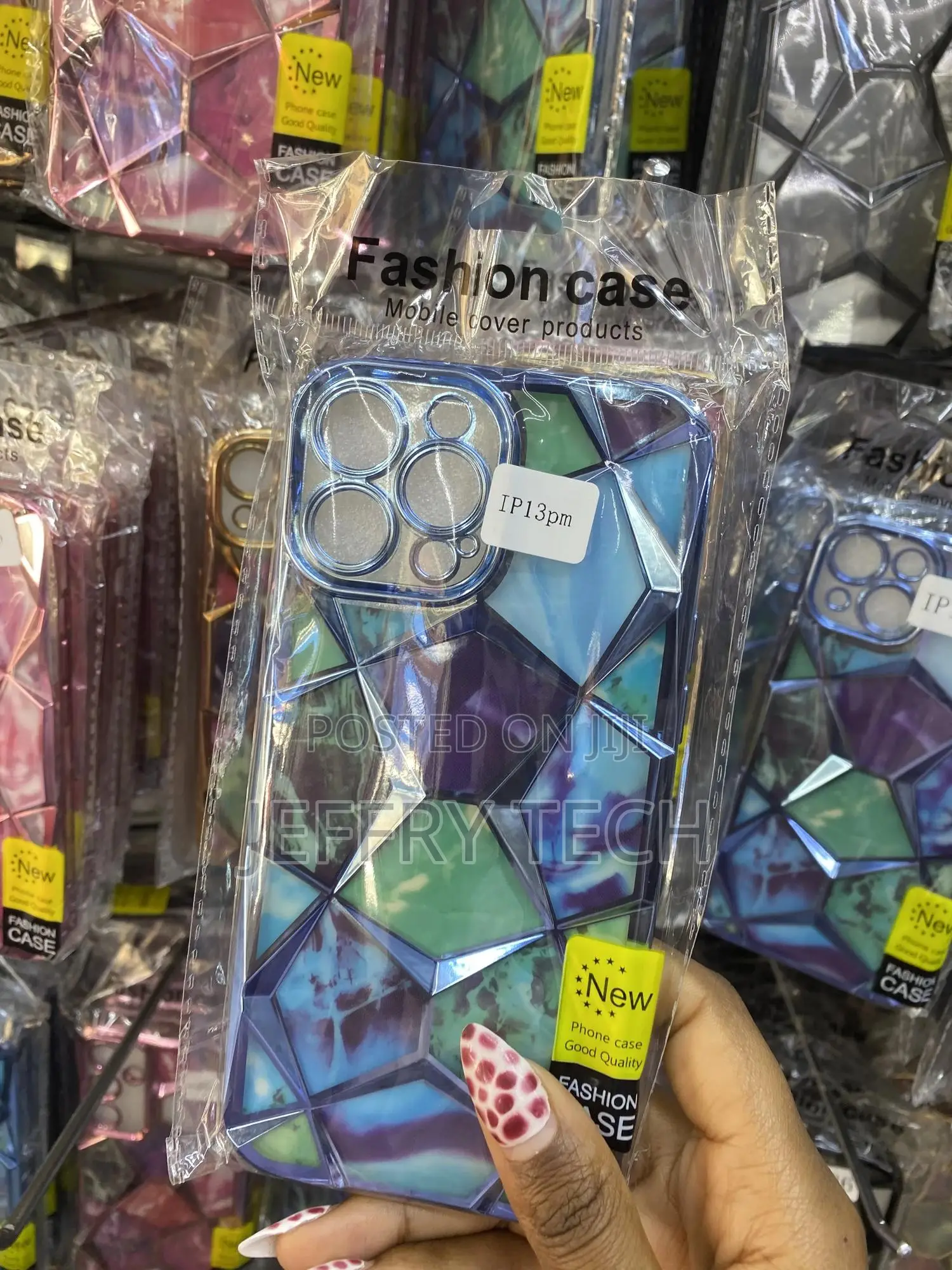 Resou iPhone 13 Pro Max Geometric Shape Diamond Mesh Pattern Case