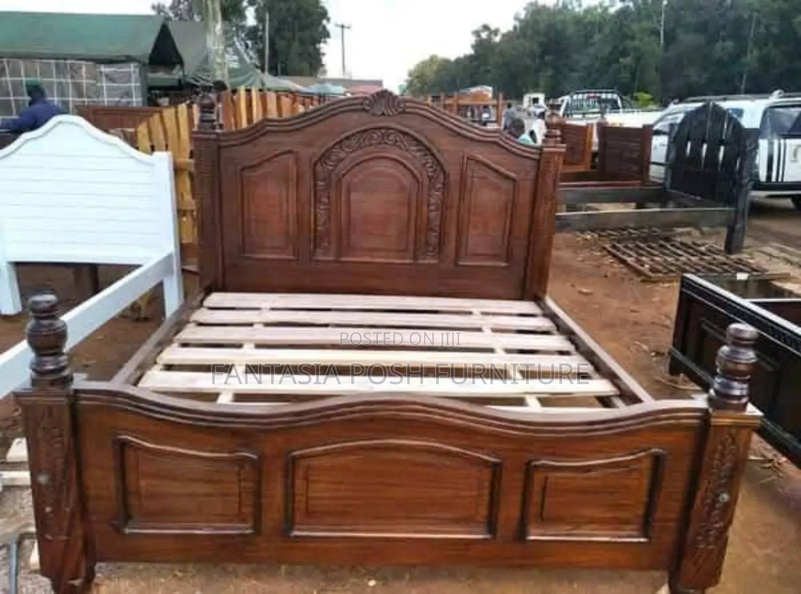 5x6 Classic Carved Wooden Bed Frame
