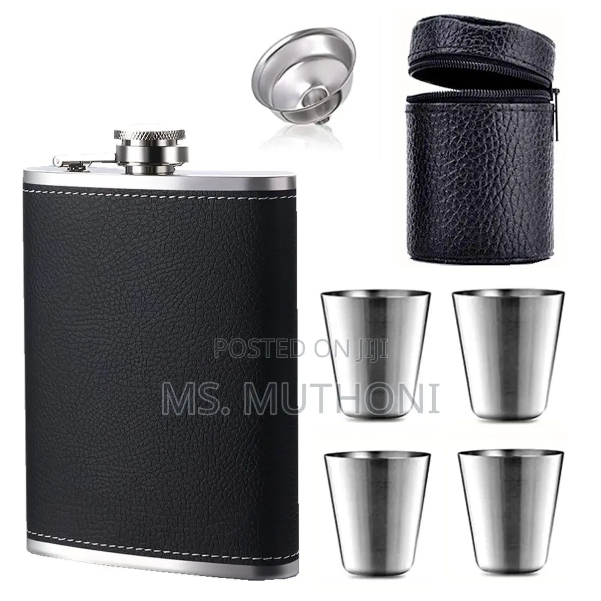 Hip Flask Gift Set (Flask ,Funnel 4stainless Steel Shot Glasses. )