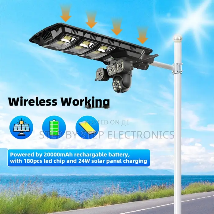 Full Color Night Vision Solar Street Light With 4g PTZ Camera