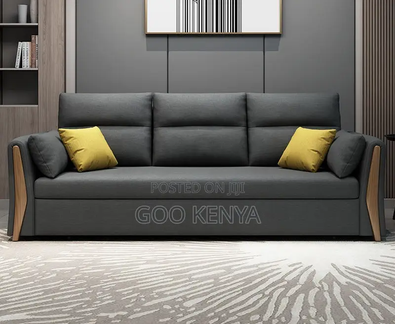 Home Sofa; Slimfold Grey Spacesaving Leather Sofa Bed