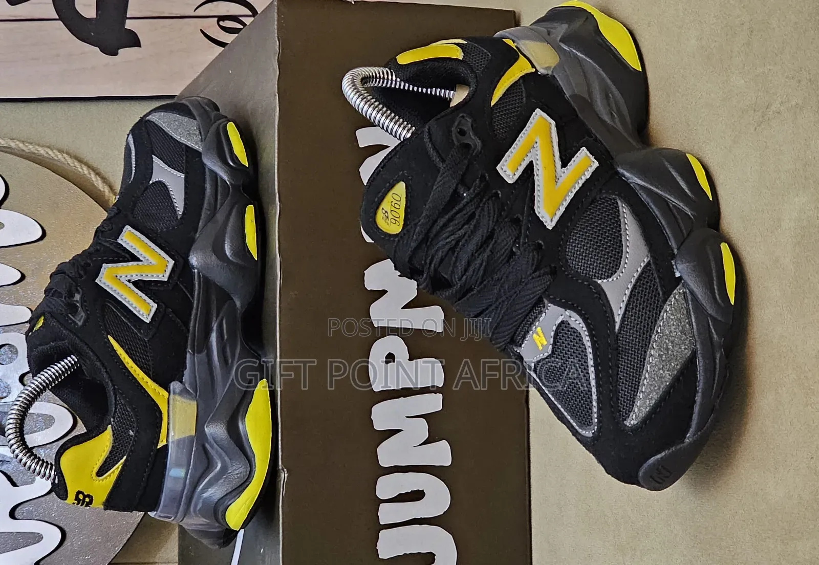 New  Balance 9060 Sneakers Shoes For Kids In Black Yellow Color Way